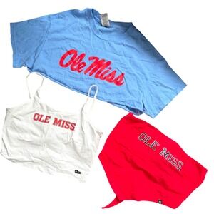Ole Miss Rebels Women Gameday Bundle Hype and Vice Crop Tops Blue Red White Set